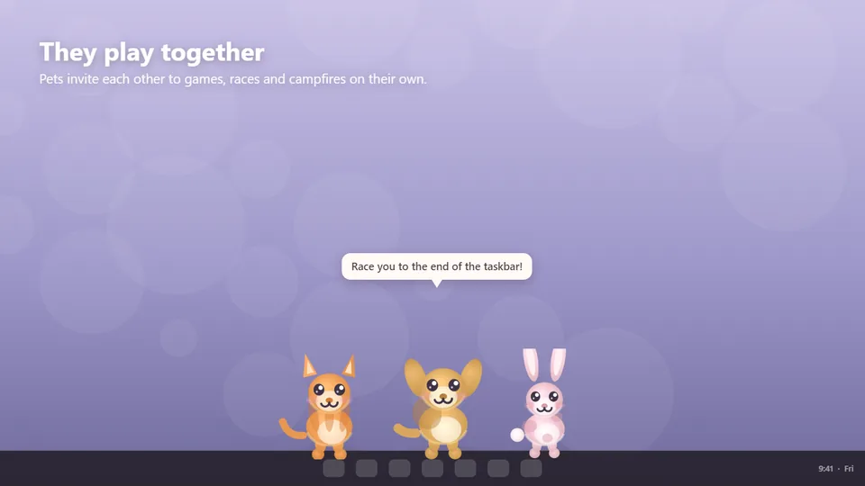 Several CutePets playing together on the desktop